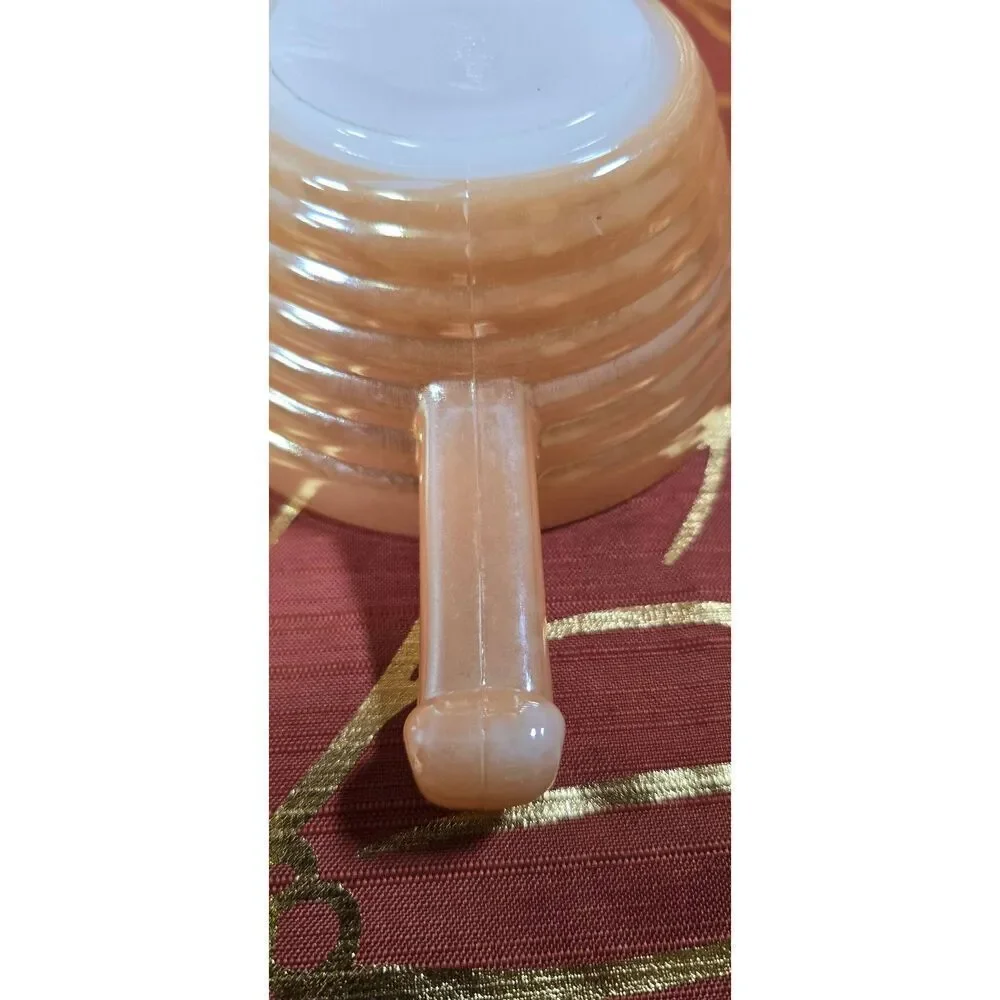 Vintage Fire King Peach Lustre Bee Hive soup bowls-2